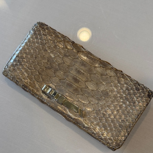 Chloe Gold Python Wallet - Picture 1 of 8